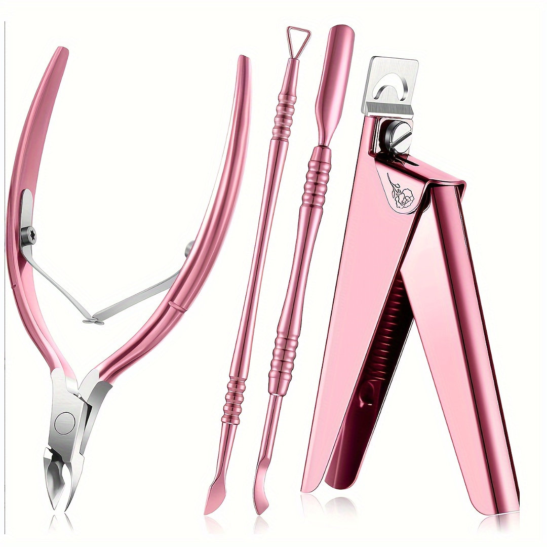 

4pcs/set Nail Set Stainless Steel Hardness High Standing Shaping Nail Scissors Not Easy To Rust Double Head Steel Push Nail Surface Dirt Remover Nail Polish Glue Not Hurt Nail Care Set