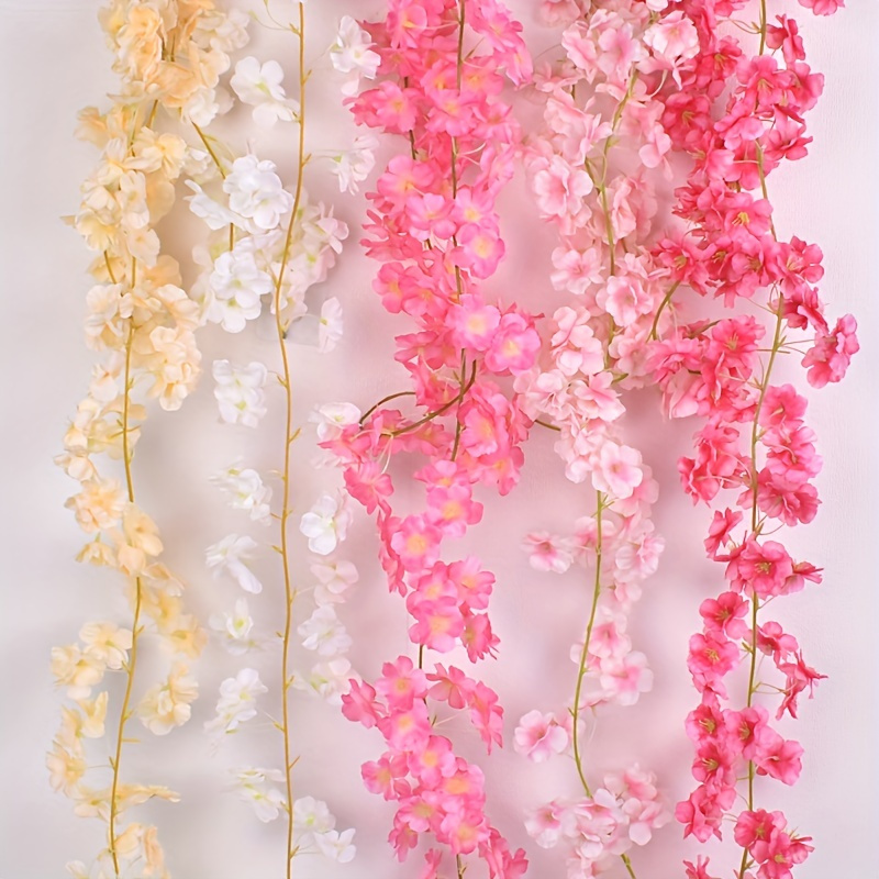 

1pc Silk Cherry Vine - 135 Blooms, Perfect For Weddings & Engagements, Home & Outdoor Decor, Versatile For All Seasons Cherry Decor
