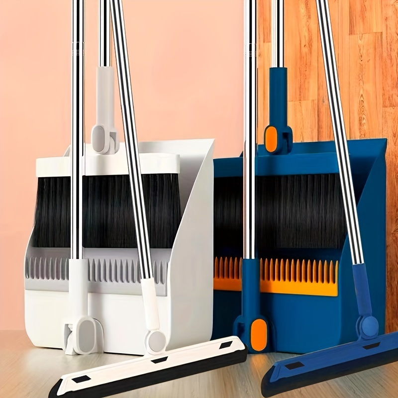 Upgrade Broom Dustpan With Teeth And Squeegee Set Ideal For - Temu