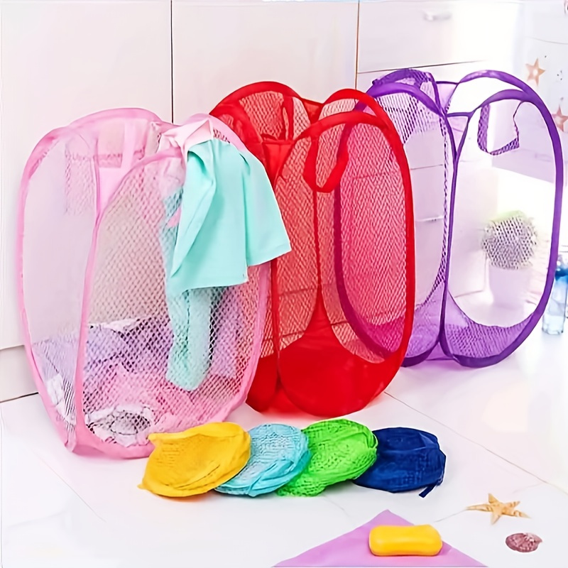 

1pc Pop-up Mesh Laundry Basket, Collapsible Portable Clothes Washing Laundry Hamper, Foldable Dirty Clothes Storage Basket, Home Socks Underweartoys Sundries Storage Basket