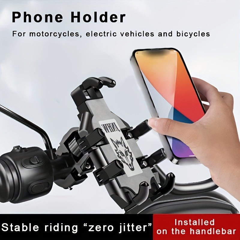 

Cycling Phone Holder For Motorcycles, Electric Scooters And Bicycle Handlebars, Shock Absorption Navigation Mobile Phone Holder
