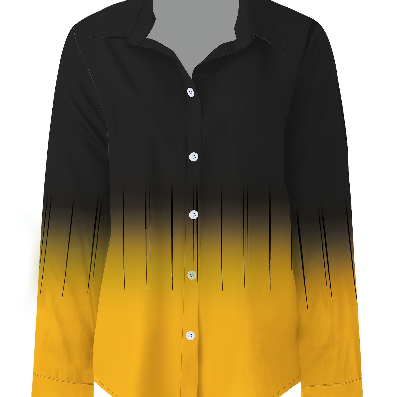 

Ombre Print Button Front Shirt, Casual Long Sleeve Lapel Shirt, Women's Clothing