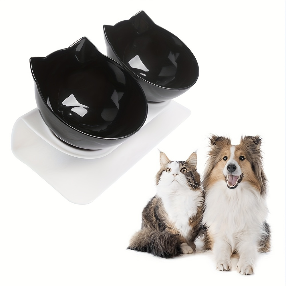 

1pc Pet Dual Bowl With Non-slip Base For Dogs And Cats