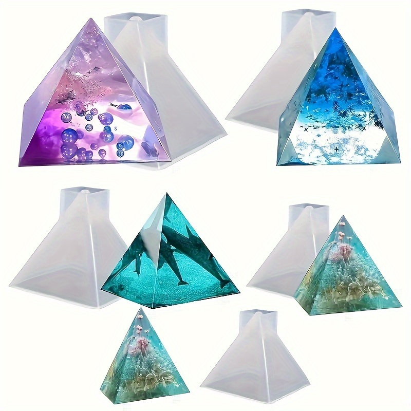 

5pcs/set Pyramid Ornament Silicone Casting Mold, Epoxy Resin Pyramid Silicone Mold Kits For Diy Jewelry Crafts Home Decor, Silicone Molds Of Various Sizes Used To Make