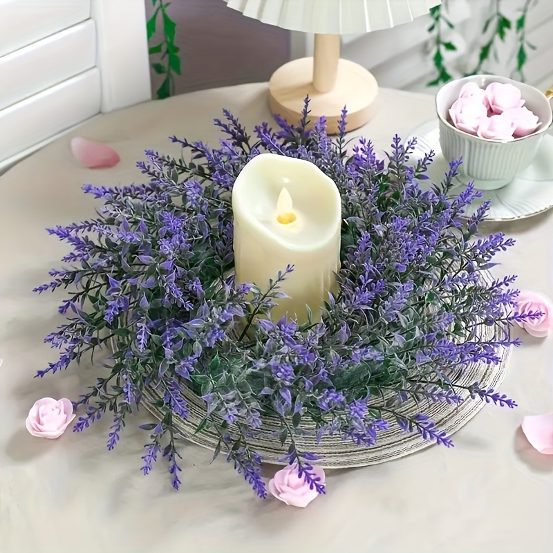 

Lavender Artificial Door Wreath - , Farmhouse Style Porch Decor, Ideal For Holidays & Home Celebrations