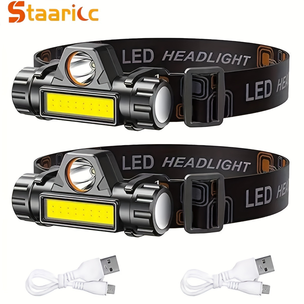 

Staaricc Led Headlamp, Usb Rechargeable Cob Head Lamp, With Magnetic Lightweight Flashlight, Adjustable Headband Headlight For Outdoor Camping Running Fishing Emergency