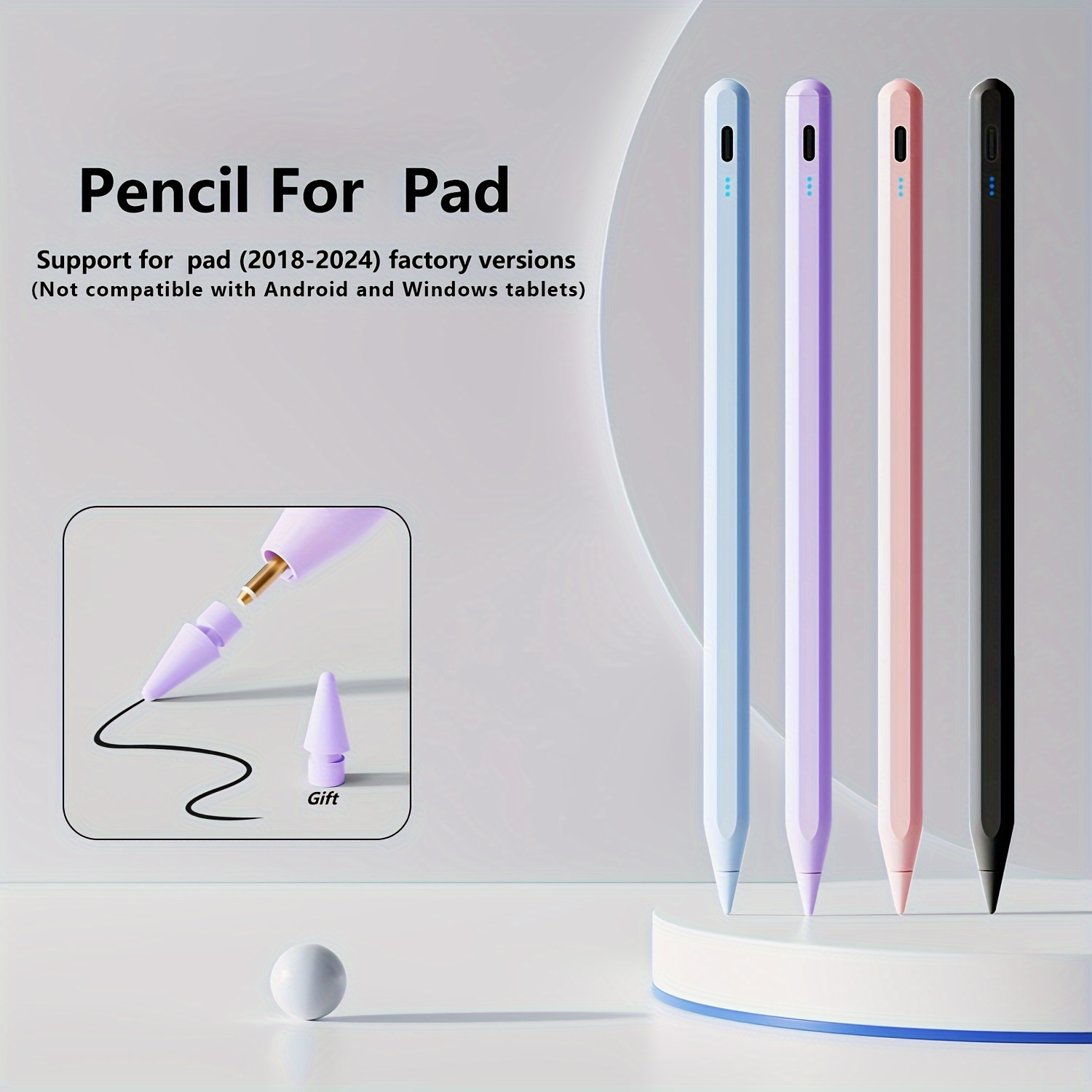 

Pencil For Pad Touch Pen Error-proof Tentacle-writing Pen Side Magnetic Storage Capacitor Pen Compatible (2018-2023) Pad Air 3/4/5, Pad 6/7/8/9, Mini 5, Pad Pro 11/12.9 Inch/boy/girl/girlfriend Gift