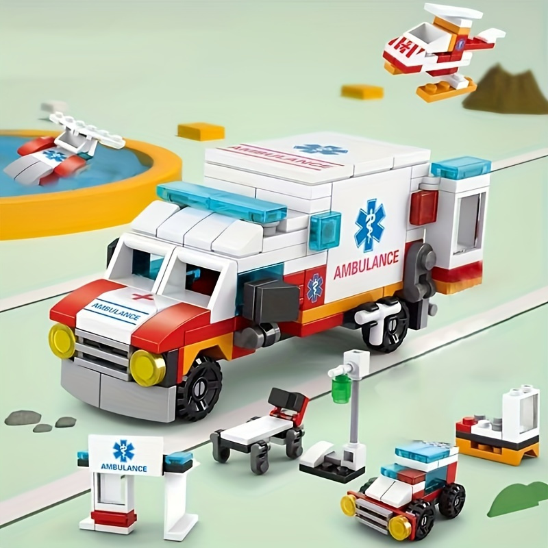 

City Ambulance Building Blocks, 6 In 1 Diy Car Assembly Building Blocks Toys, Educational Toys, Small Building Blocks, Birthday Gifts, Decorative Gifts, Assembly Toys