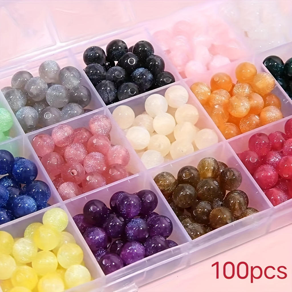 

100pcs Acrylic Mermaid Beads - Sparkling Starry Sky Craft Beads For Jewelry Making, Bracelets, Necklaces, And Fashion Accessories