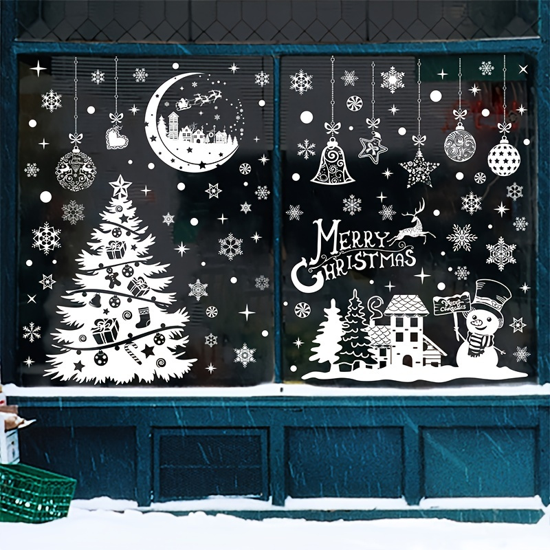 Christmas Decorations Snow Man Static Cling White Snowflake - Temu