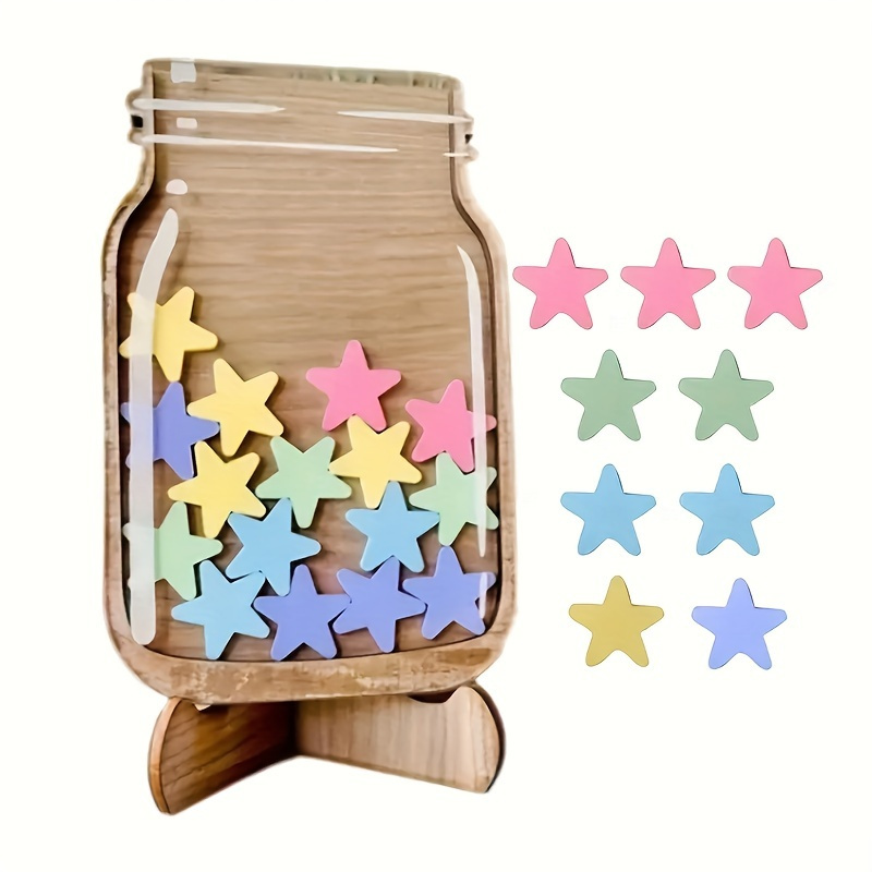 

1pc Star Reward Jar, Cool Teaching Reward Jar, Classroom Star Sticker, Bulletin Board Family Classroom Star Reward Regular Training Table