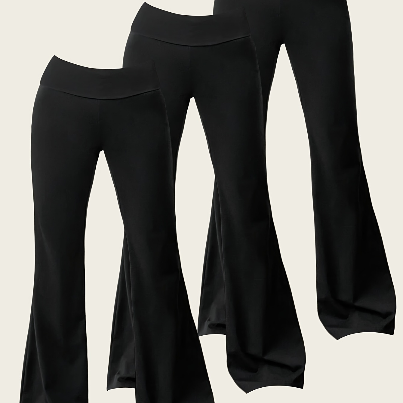 High Waist Stretch Flared Pants Solid Color Yoga Bootcut - Temu