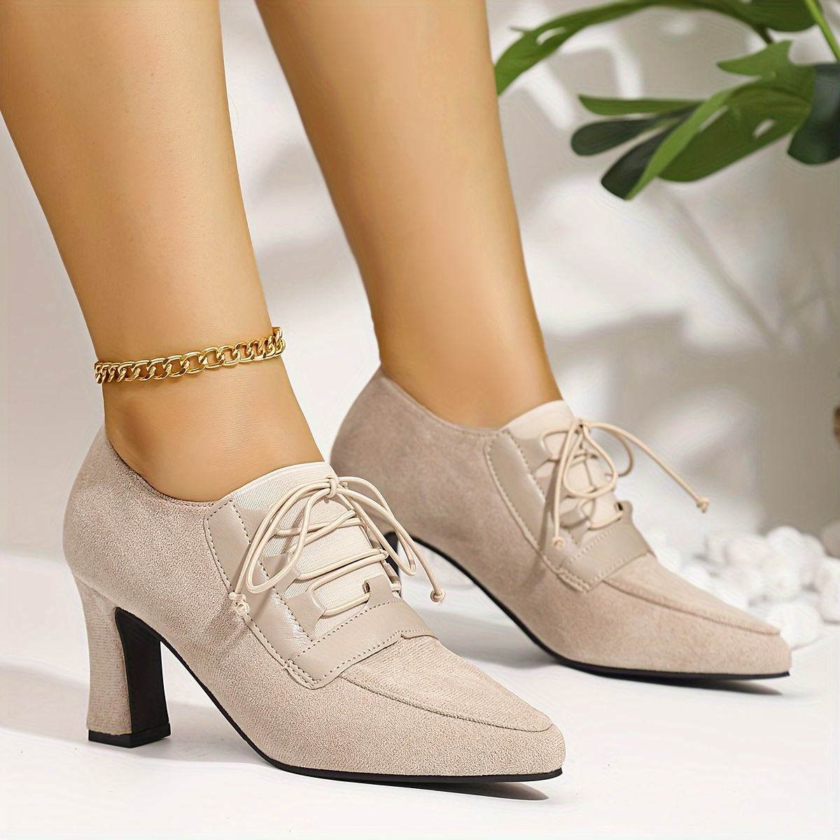 

Casual Mary-jane Pumps For Women - Lightweight Flannel Shoes With Bow , Solid Color, Pointed Toe, High Heel, Tpr Sole - Classic Elegant Design From Huizhou