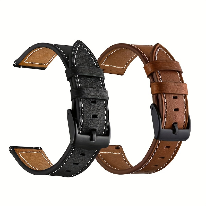 

Brown/ Band Suitable Smart Watch Active2 3/4/5/6 Pro 40mm 41mm 44mm 45mm 47mm 46mm, Suitable For Men And Women, Quick And To Disassemble And Install Leather Strap 20mm 22mm.