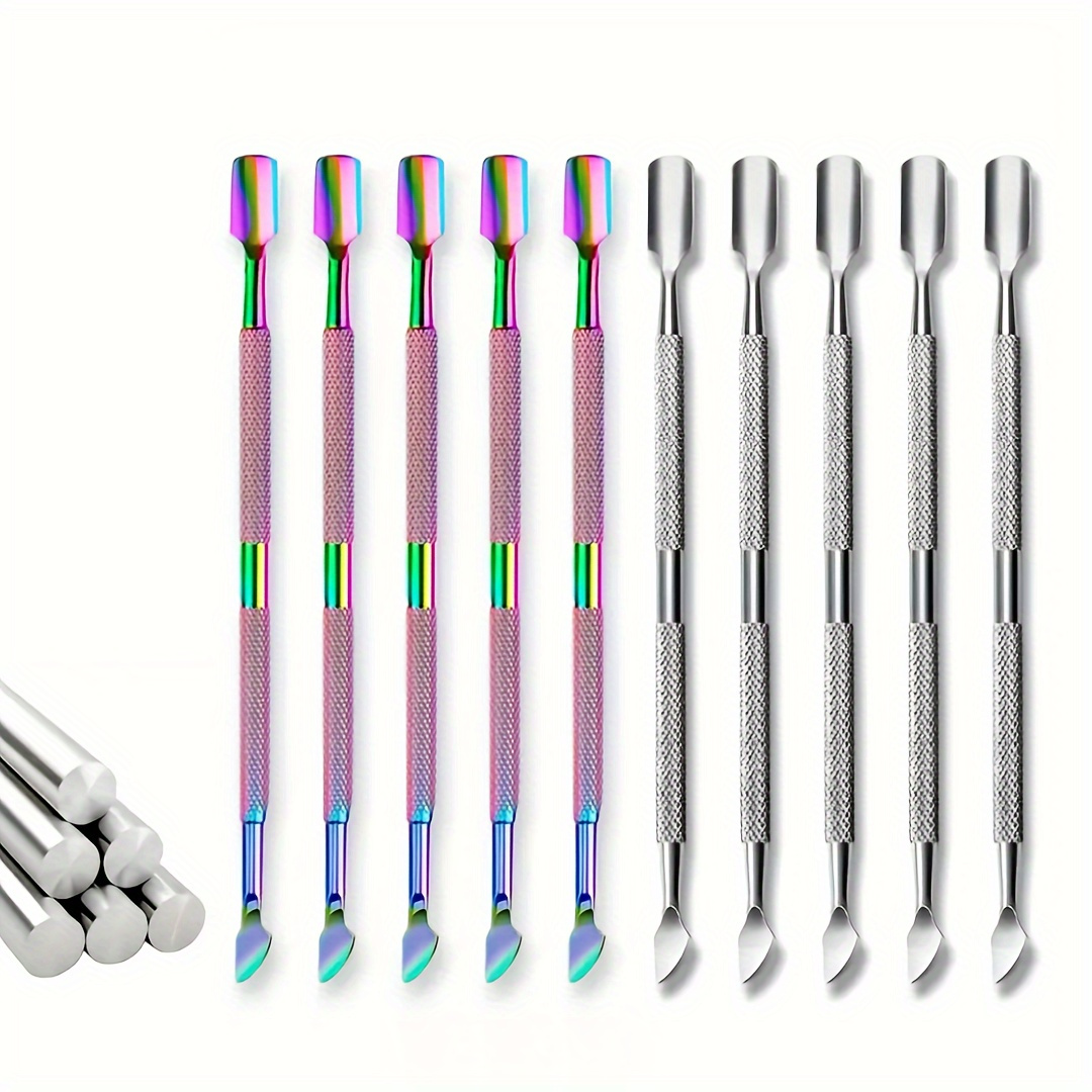 

Set Of 10 Stainless Steel Nail Pusher Set, Removes Dead Skin And Dirt From Nail , Dual-ended Nail Scraper, Quickly Removes Nails Without Damaging , For Home And Travel, Nail Care Titanium Color, 150g