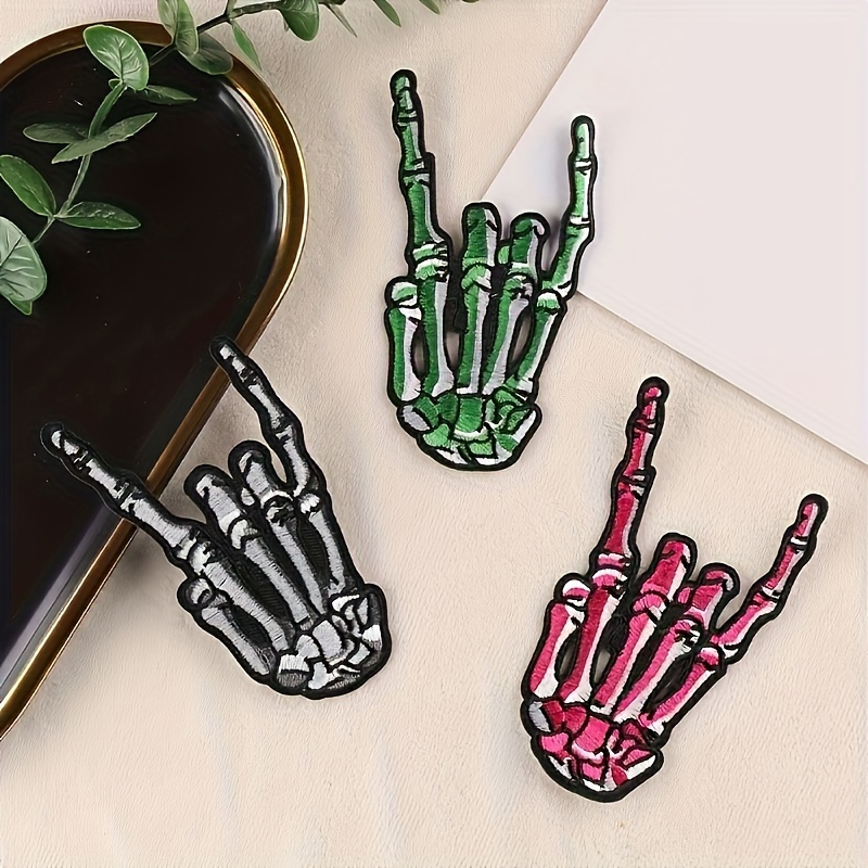 

3pcs Patches, Skull , Sew On Embroidery Patches, Clothing Accessories For Men