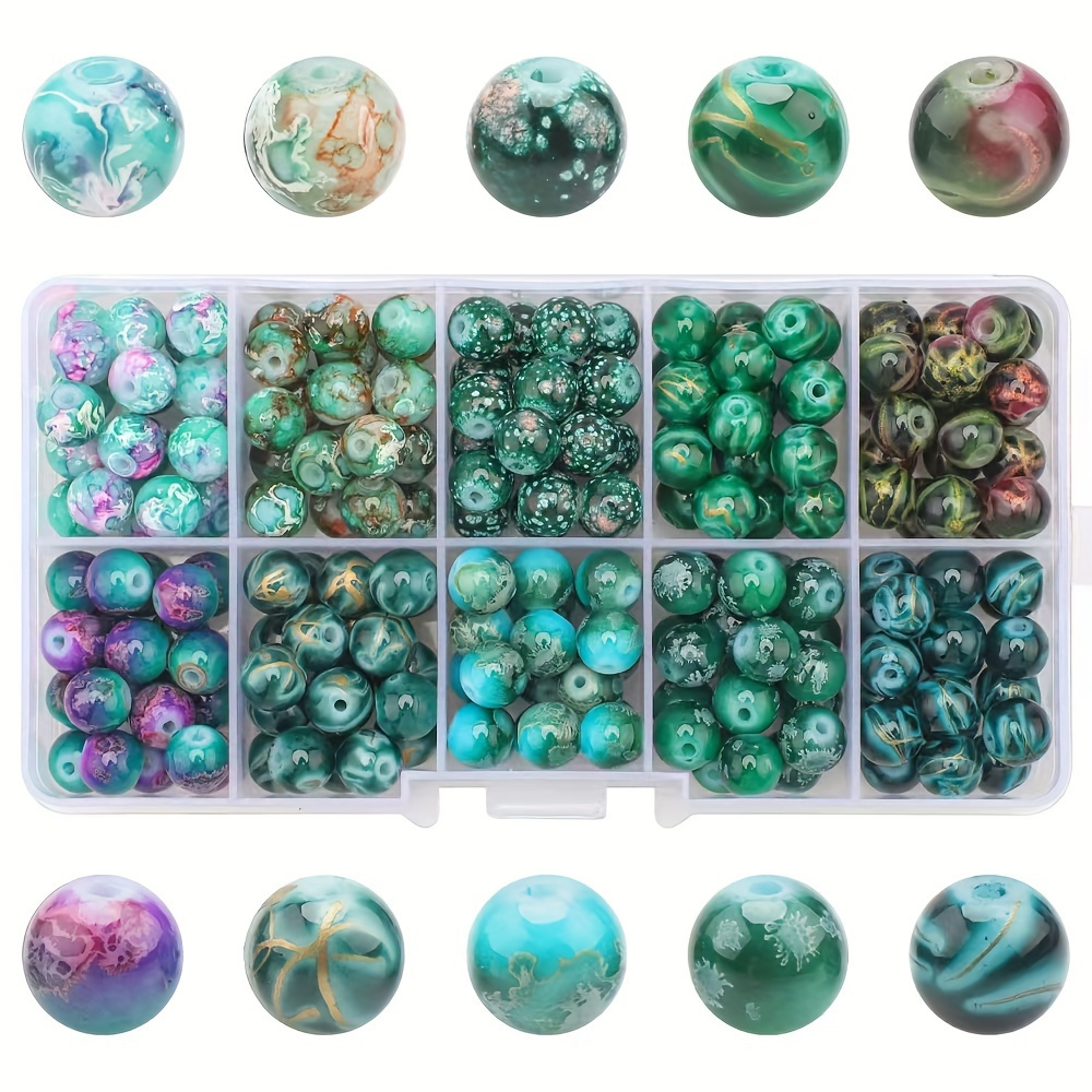 

200pcs 8mm Mixed Organizer Box, Assorted & For Making, Necklaces, And Accessories