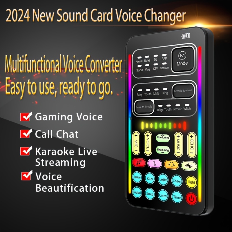 Portable Voice Changer, Handheld Wireless Voice Disguiser With Multiple  Sound Effects, Voice Adjustable, Mini Gaming Live Sound Card For  PS4/*/Switch/PC/Phone, Mini Sound Card With 8 Sound Effects