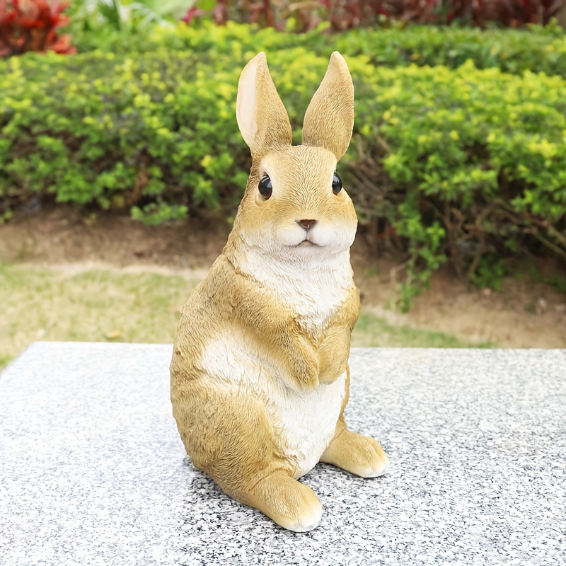 

1pc Lifelike Resin Rabbit Figurine, Garden Decor, Creative Outdoor Animal Sculpture, Patio Tabletop Ornament, Durable Yard Art, Room Decor, Home Decor