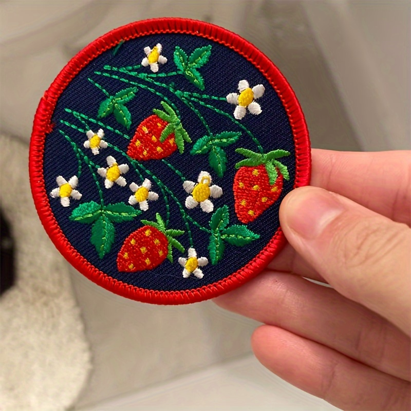 

2pcs Embroidered Patches With Iron-on Backing - Appliques For Clothing, Denim &, Strawberry Themed Items