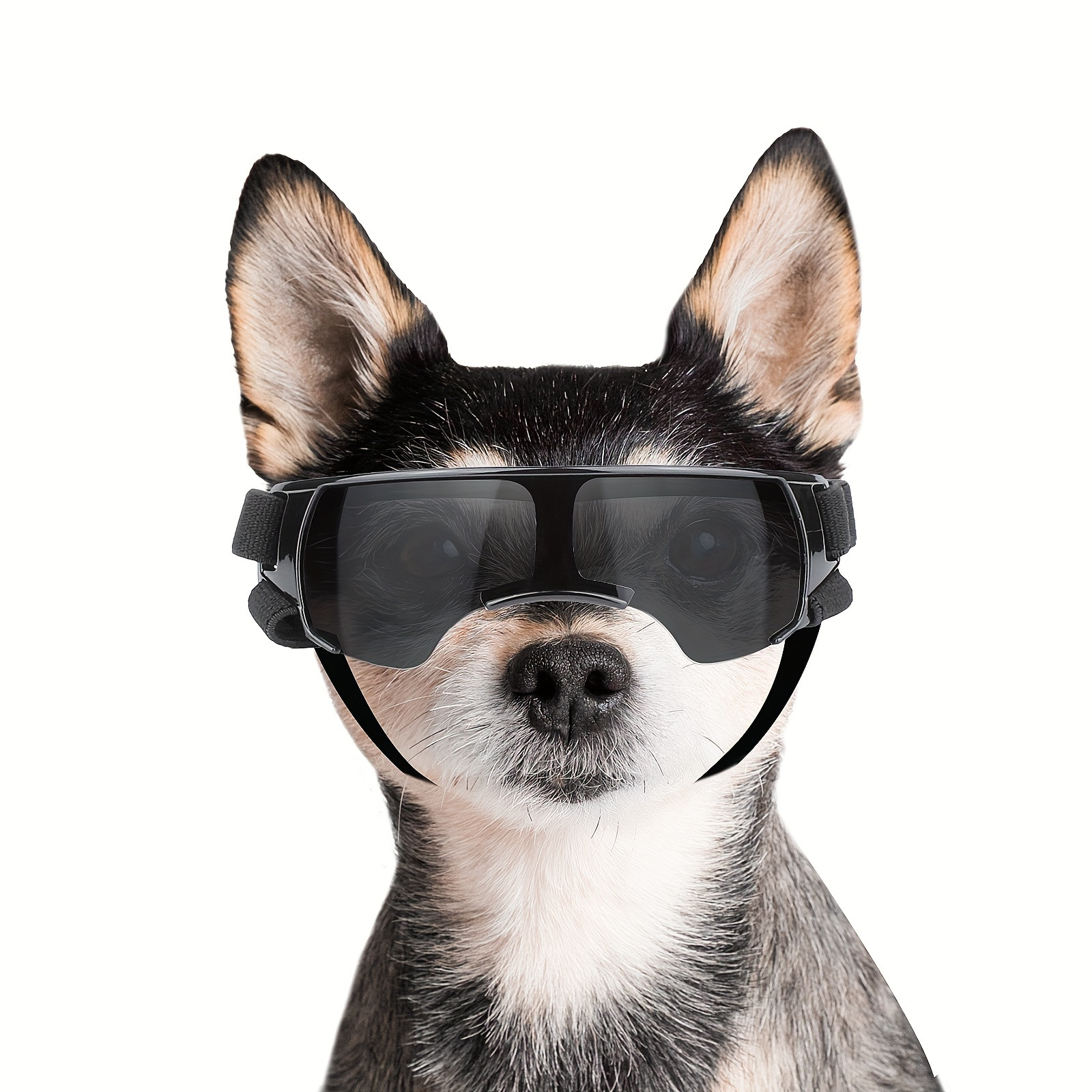 

Lunettes de Mode pour Chiens avec Protection UV et Sangle Ajustable - Lunettes pour Animaux de Compagnie Résistantes au Vent et à la Poussière pour Petites Races, Noir