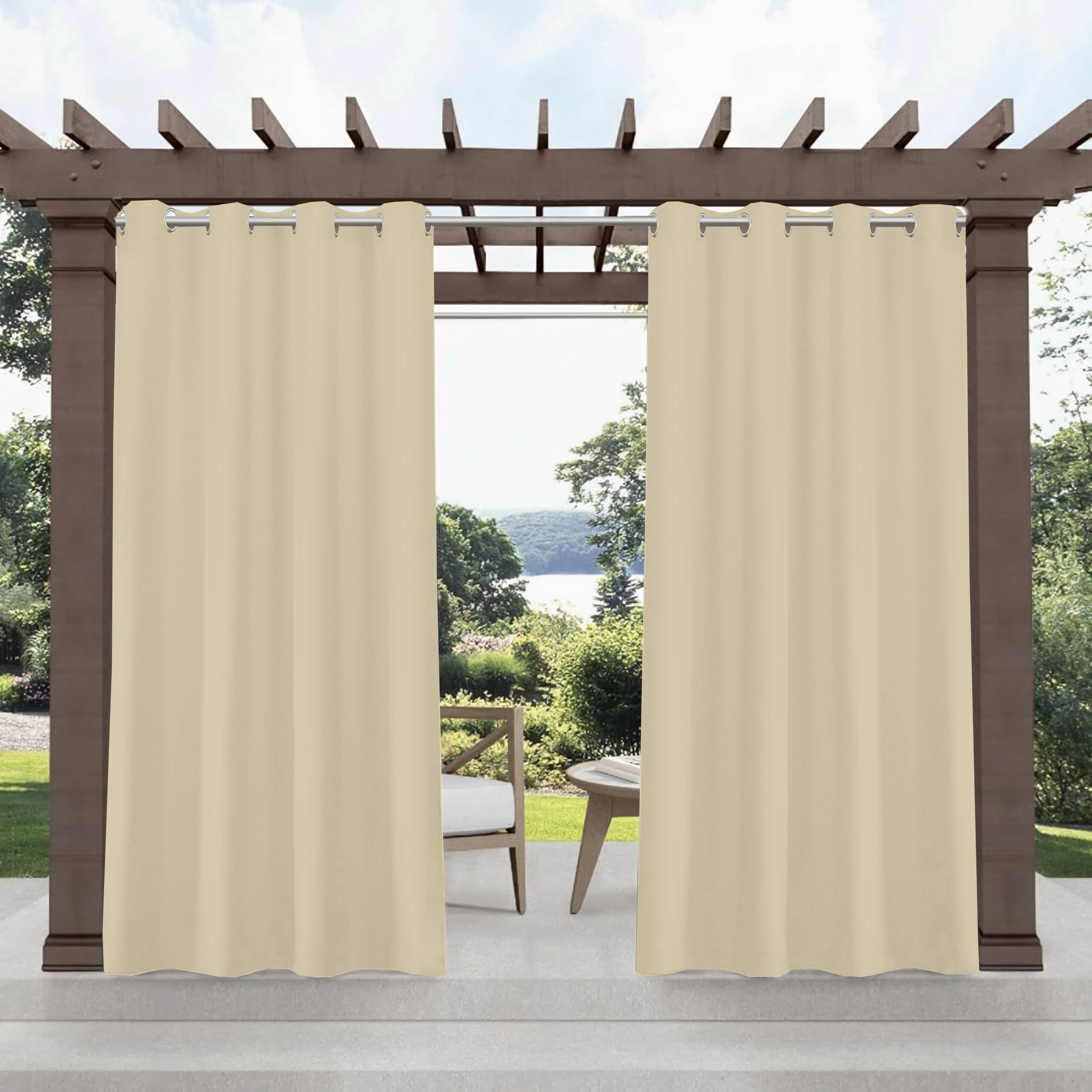 Cortinas de lona para exteriores impermeables para patio, 52 pulgadas de  ancho x 84 pulgadas de largo, cortinas inoxidables con ojales en la parte
