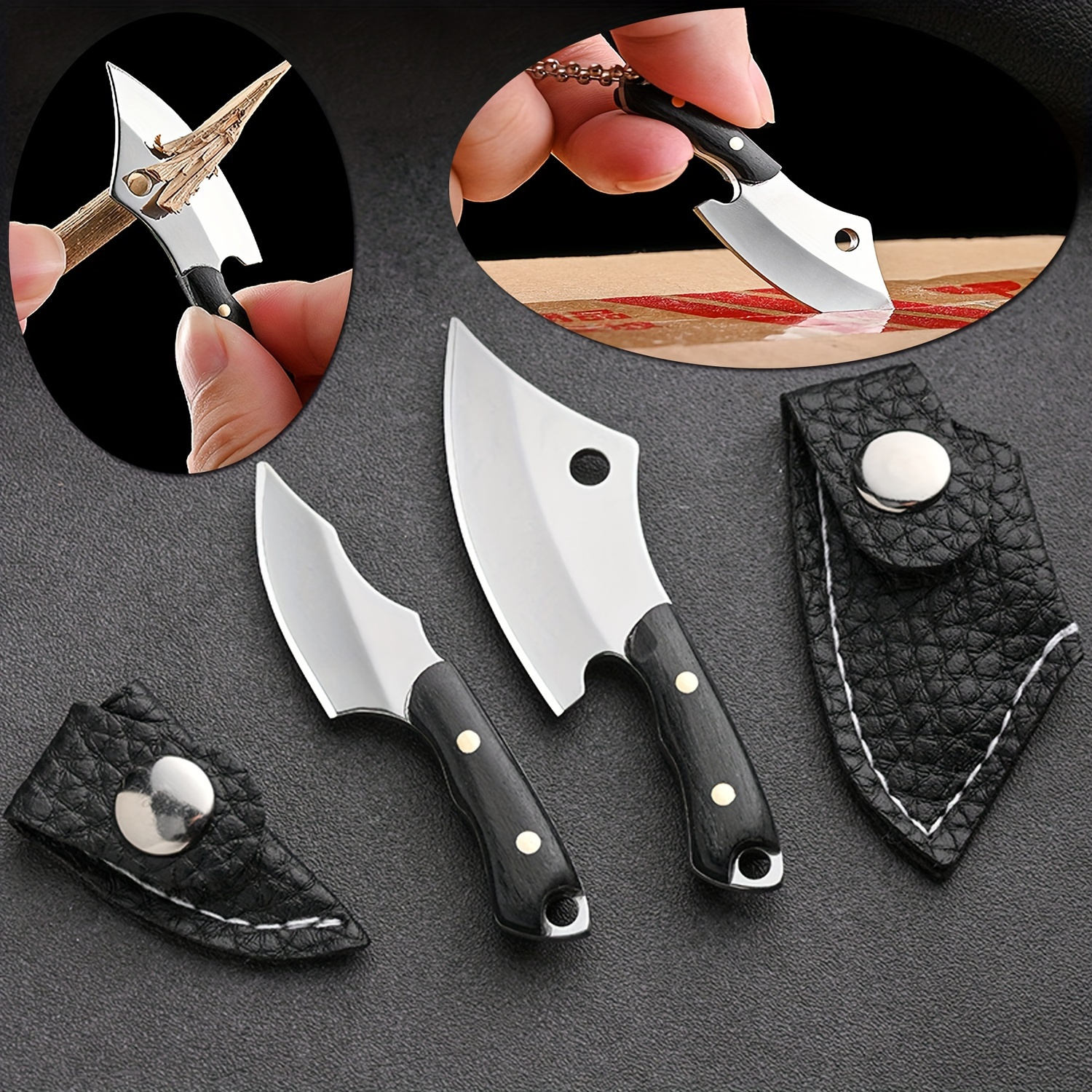 Couteau de Poche en Forme de Clé Porte-Clé Mini-Cutter Mini Couteau de  Survie Couteau