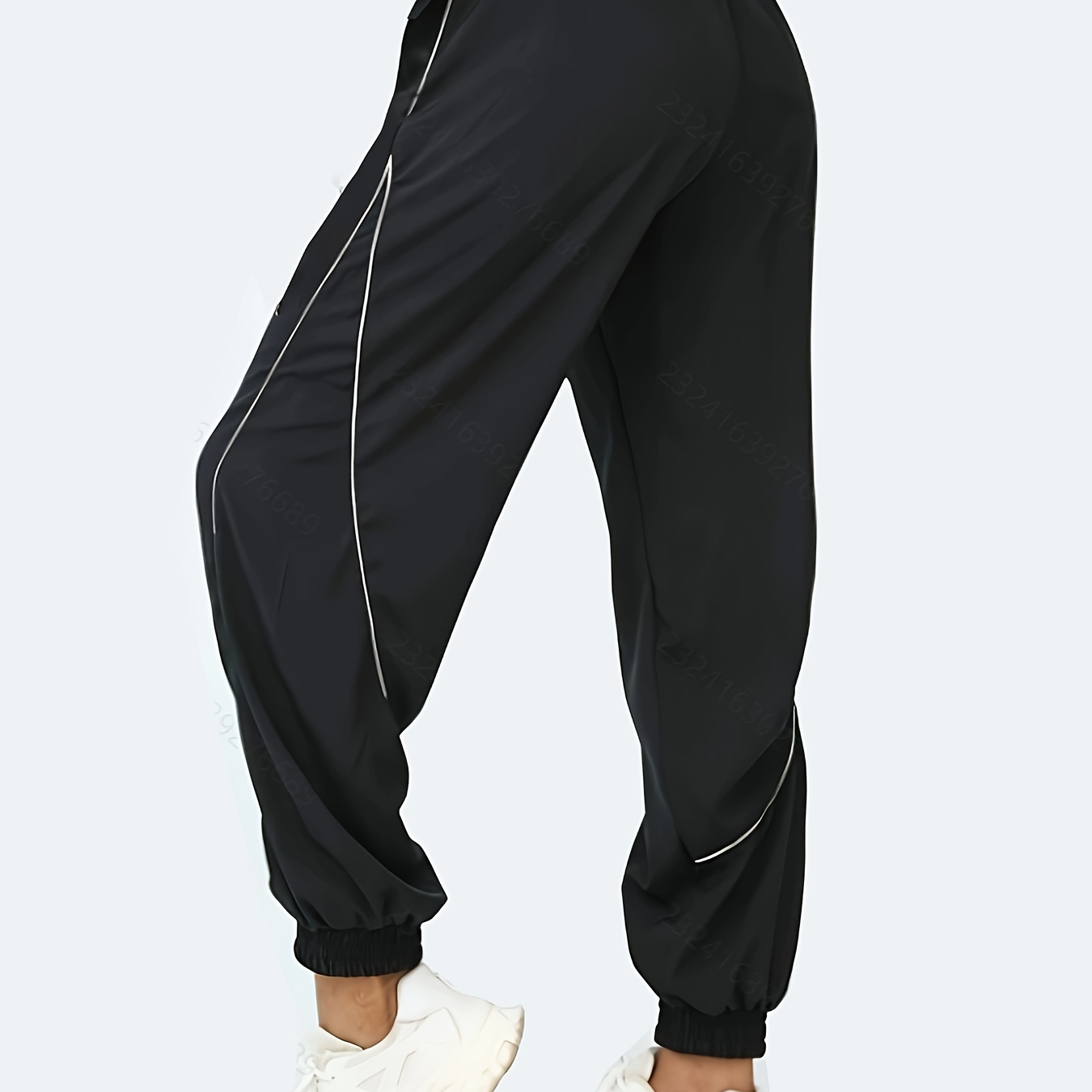 

Women's Casual Sports Pants, 90% Polyester 10% Elastane, Solid Color, Stretch, , Woven Fabric, 120g/m², With Pockets, Adult - Black