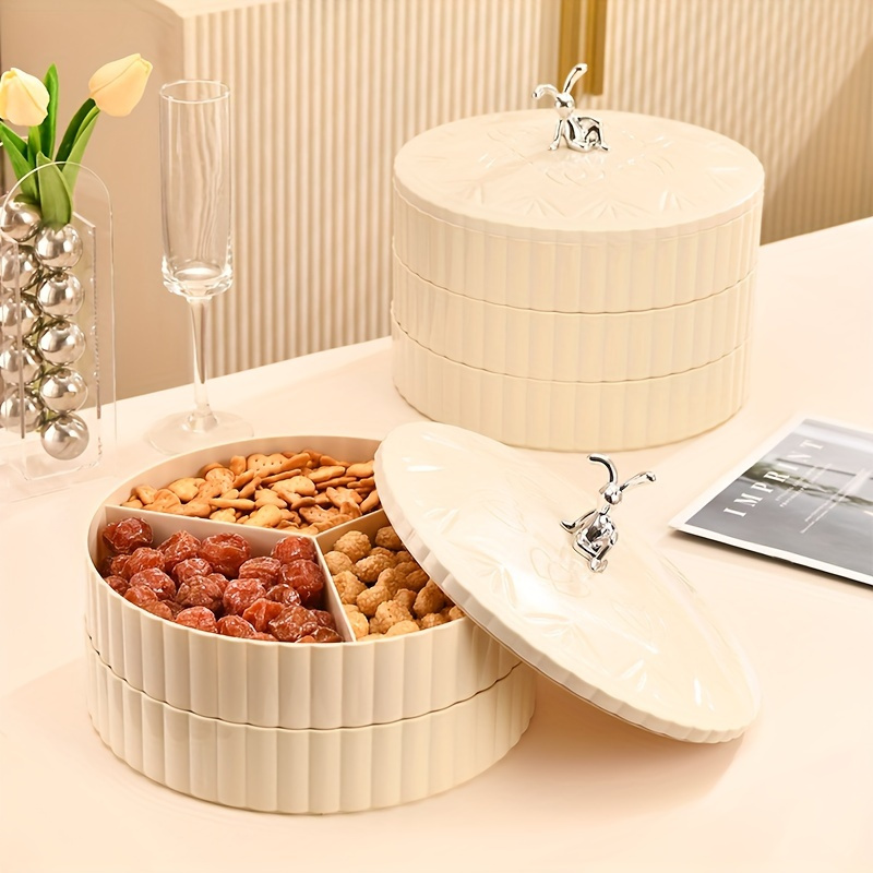 Candy Servers Creamy Style Candy Storage Plate Lid Snack Sub - Temu