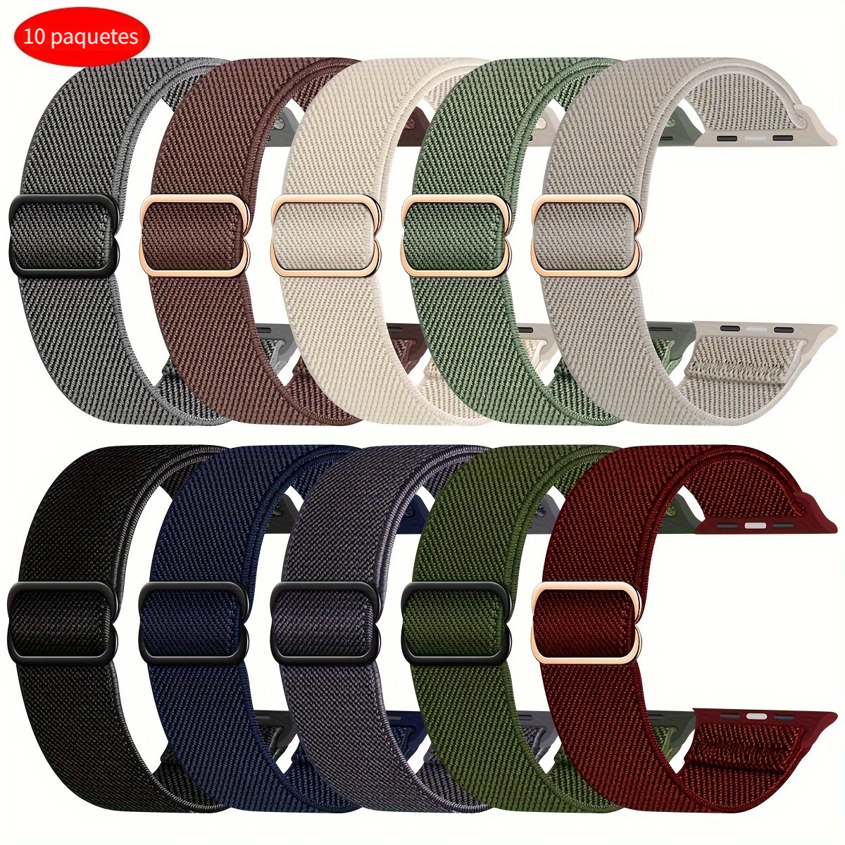 

10 Pack Stretchy Compatible With Iwatch 49mm 45mm 44mm 42mm 41mm 40mm 38mm Men Women, Soft Nylon Braided Strap For Iwatch , /8/7/6/5/4/3/2/1 Se