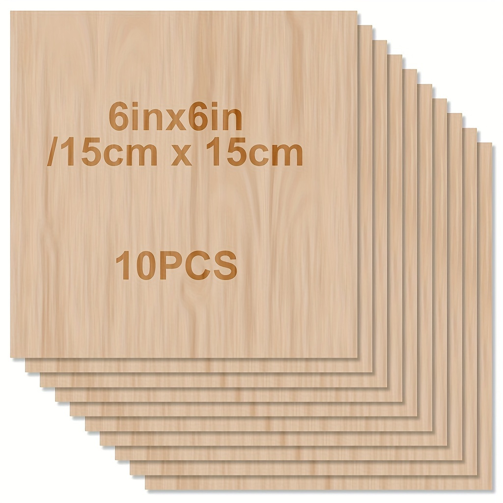 

10pcs Basswood Cutouts 6x6 Inches - Unfinished Wood For Crafts, Carving & Diy Projects