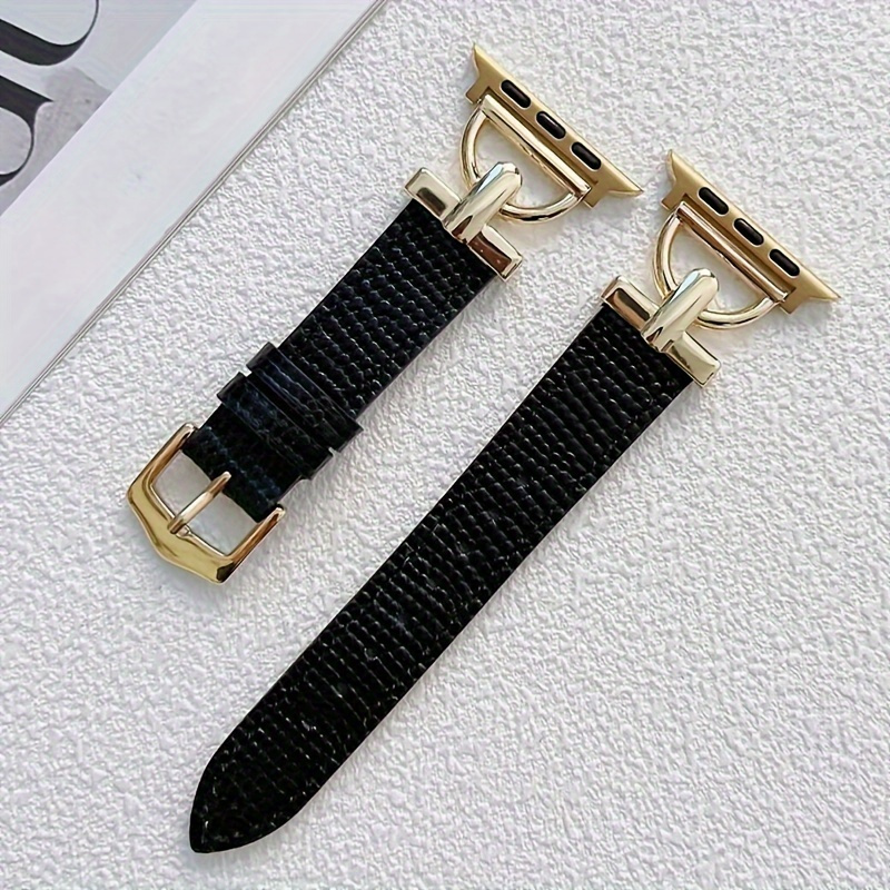 

New D-shaped Strap Suitable For 1 Se 9/8/7/6/5/4/3/2/ Creative And Fashionable Design D-shaped Splicing Leather Strap