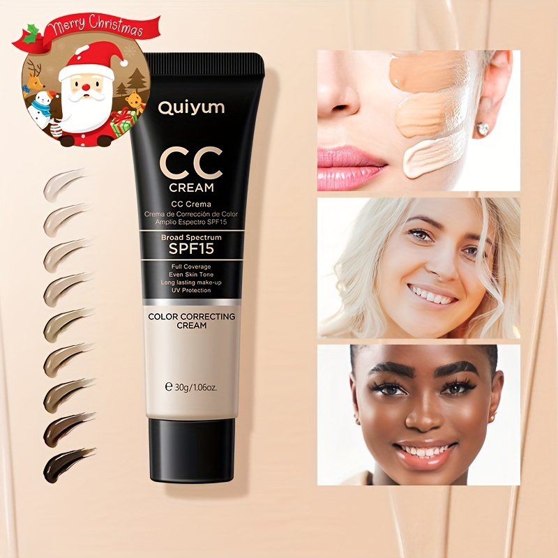 

【merry, Merry Christmas】3- Color Cc Cream, Oil Control Concealer, Nude Makeup Tool , Long Lasting, Full Coverage, Even Skin Tone Foundation Cream
