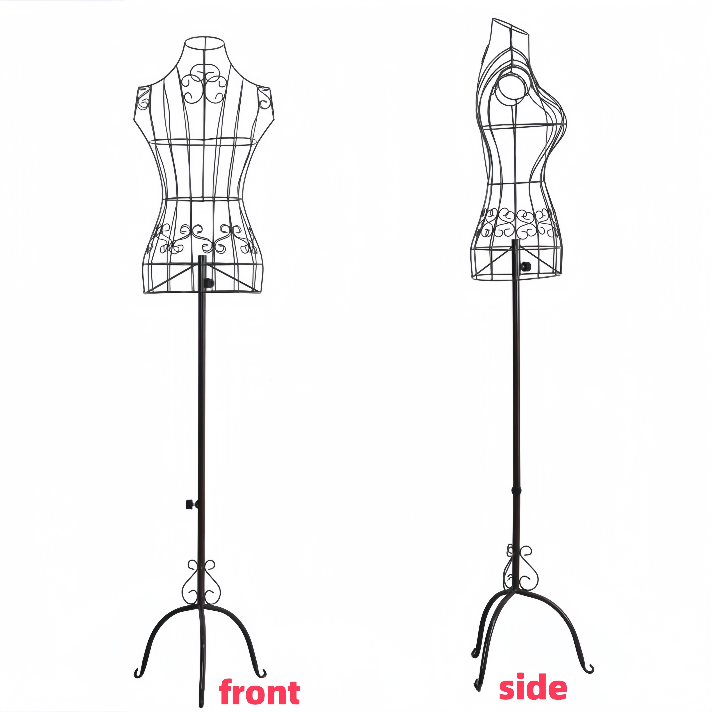 

Adjustable Iron Female Mannequin With Tri-pod Stand Base, Fashion Dress Form Display, Black - Assembly Required