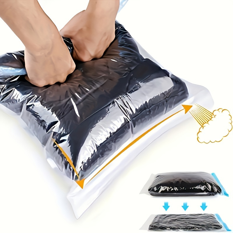 

Travel Vacuum Compression Storage Bag, Space Saver, No Pump Required, Zip Seal Bag For Clothes, Outdoor Essential, Home Organizer