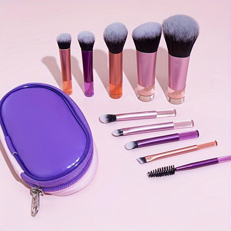 

10pcs Mini Portable Fairy Crystal Transparent Handle Makeup Brushes Kit With Storage Bag Set Soft Eye Full Set Of Makeup Brush Tools For Travel Or On The Go