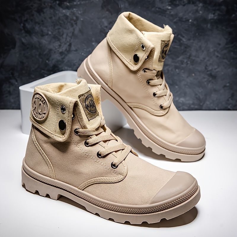 Women's Fashion Cool Style High Top Canvas Boots, Versatile Non-slip Outdoor Boots, Wear-resistant Lace Up Hiking Boots