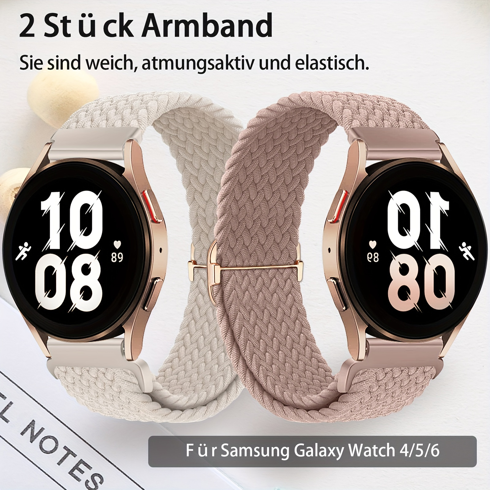 

2 Packs Braided Bands Compatible With Samsung Galaxy Watch Active 2 Bands 40mm 44mm/active 40mm/galaxy Watch 3 41mm/galaxy Watch 42mm/gear S2/galaxy Watch 4 5 6 Fabric 20mm Wristband
