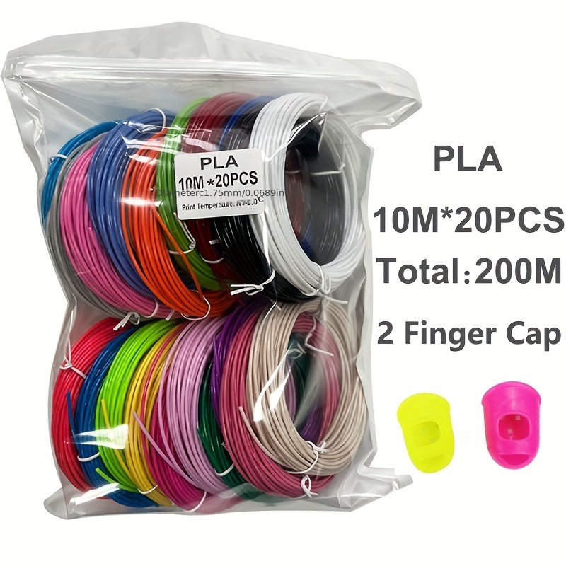 

Recharges De Filament PLA Pour Stylo 3D, 20 Couleurs, Chaque Couleur 16 Pieds, Total 320 Pieds, Paquet Avec 4 Capuchons De Doigts