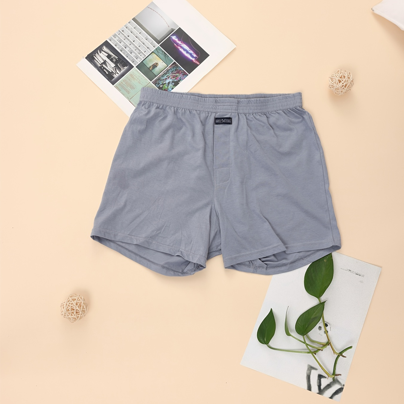 mens pure cotton loose fit boxer briefs lounge sleep short Temu Oman