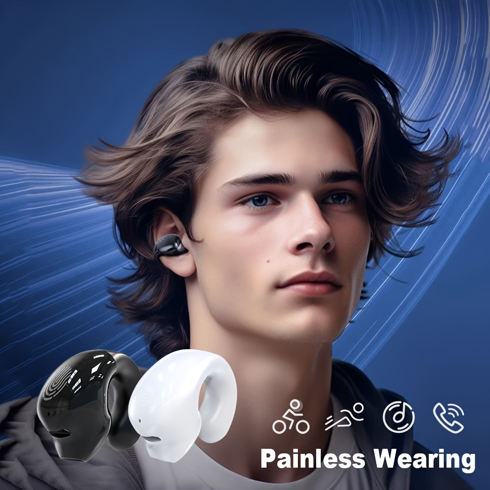 

1pc Wireless Earphones Single Ear Ultralight Hands-free Earphones Mobile Phone Earphones With Microphone Ear Clips, Hands-free Driving Earbuds, Suitable For Iphone, Android, Smartphones