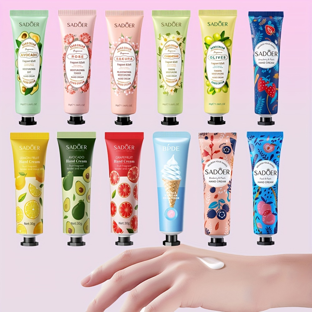 

6/12pcs/set, Floral/fruity Fragrance Hand Cream Gift Set For Dry Cracked Skin, Deeply Moisturizing And Nourishing Your Dry Rough Hands, Travel Size Hand Lotion For Daily Care