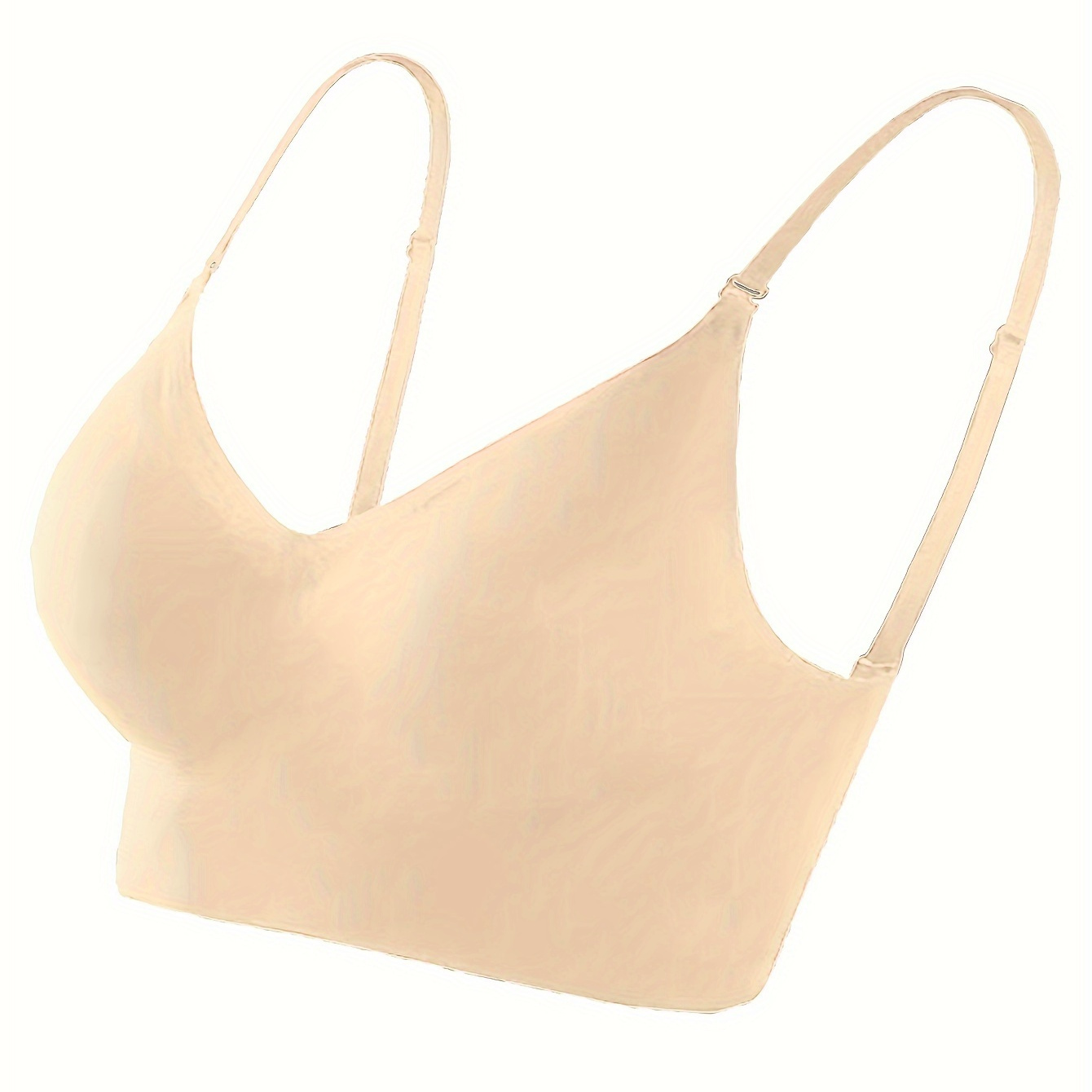 

Solid Seamless V Neck Bra, Push Up Beauty Back Bra, Women's Lingerie & Underwear