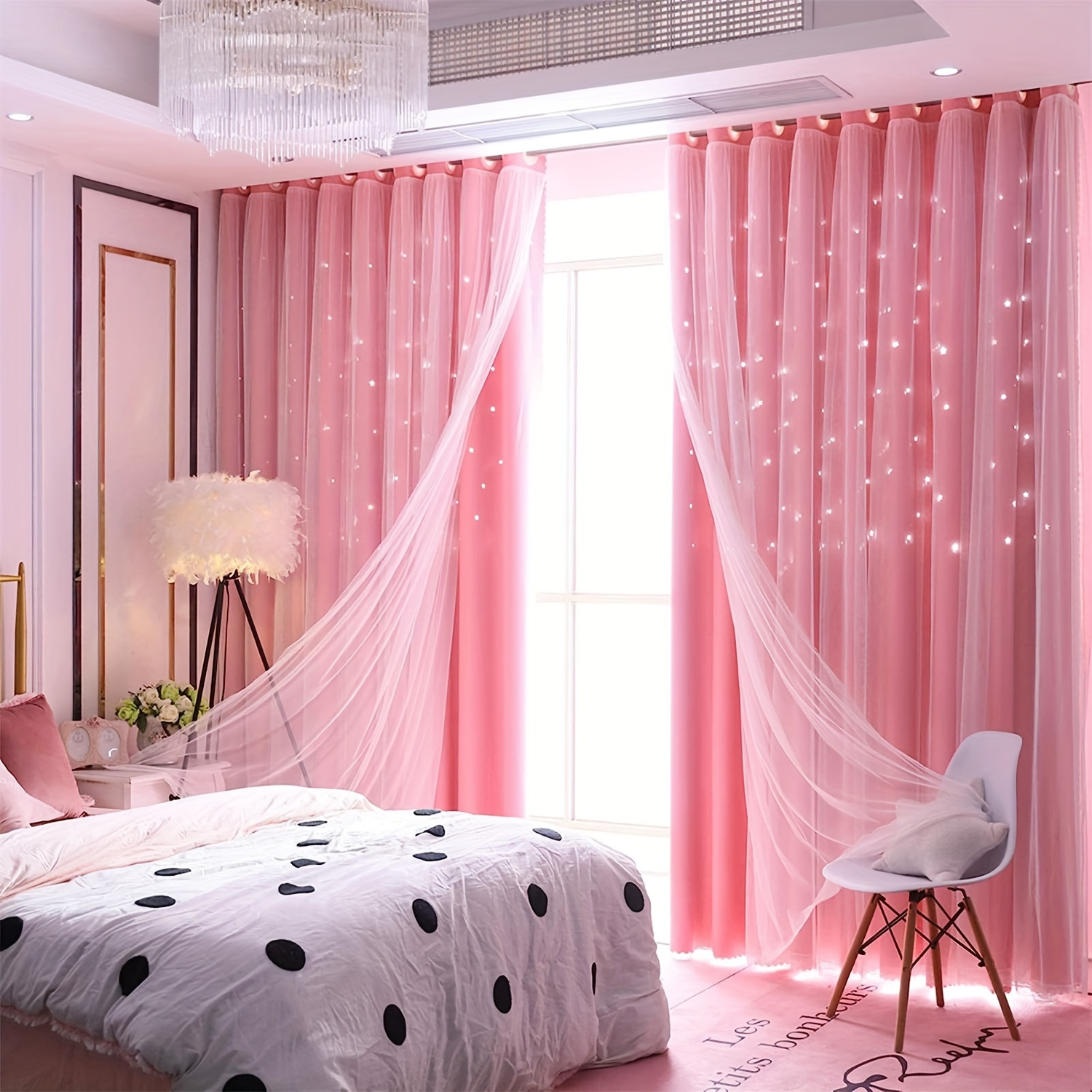 

Modern Hollow Star Curtains - 2 Layer, Soft And Breathable, Perfect For Living Room, Bedroom, And Study Room Decor