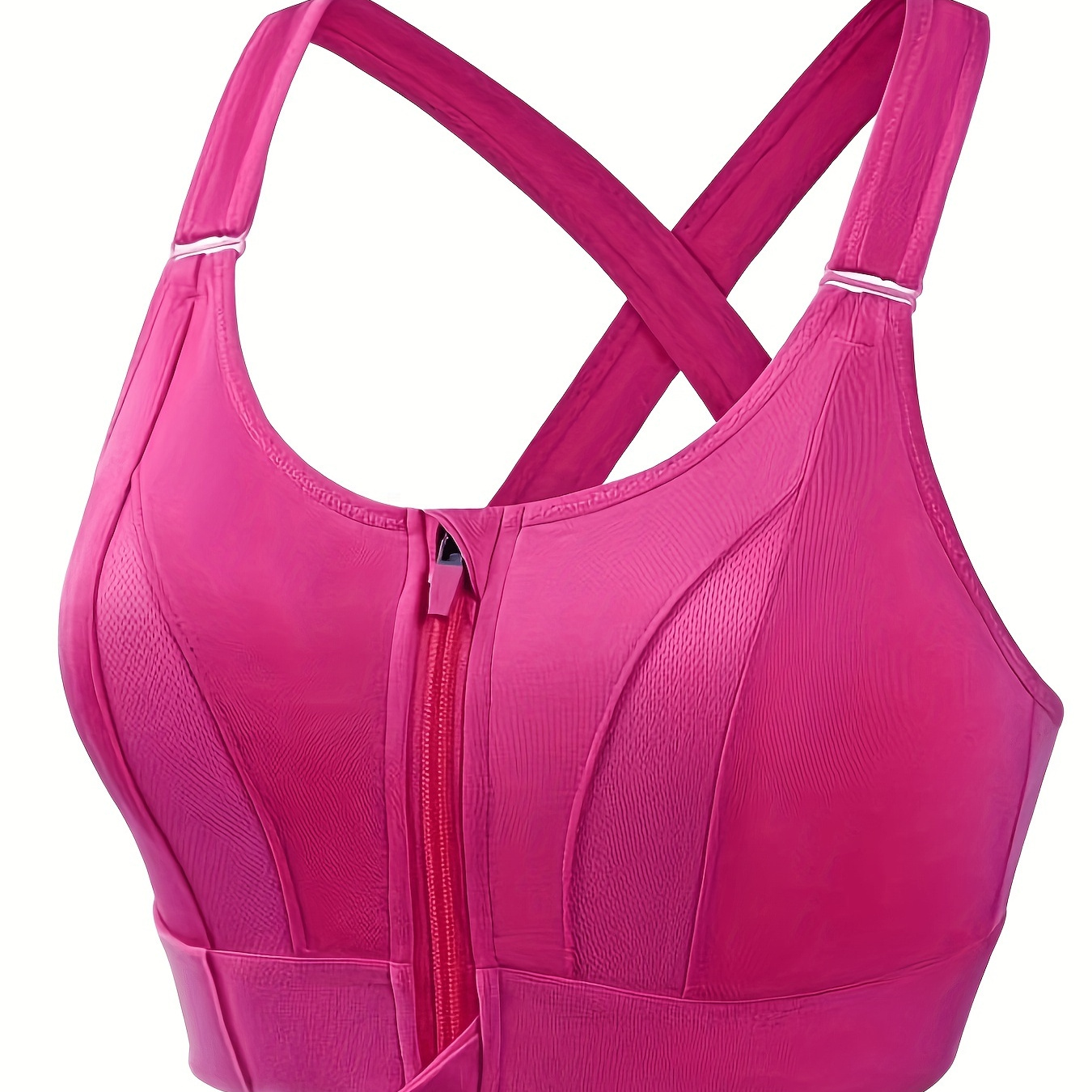 Zipper Wireless Sports Bra, Comfy Shockproof Criss Cross Back Fitness Tank Bra, Women's Lingerie & Underwear