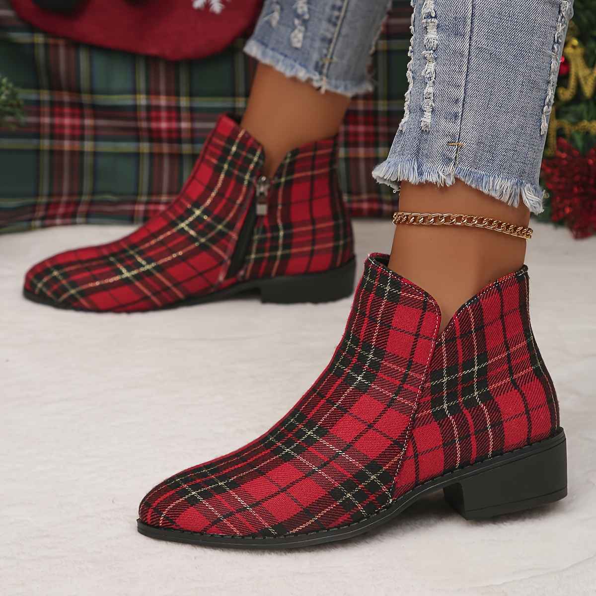 Plaid boots for on sale women