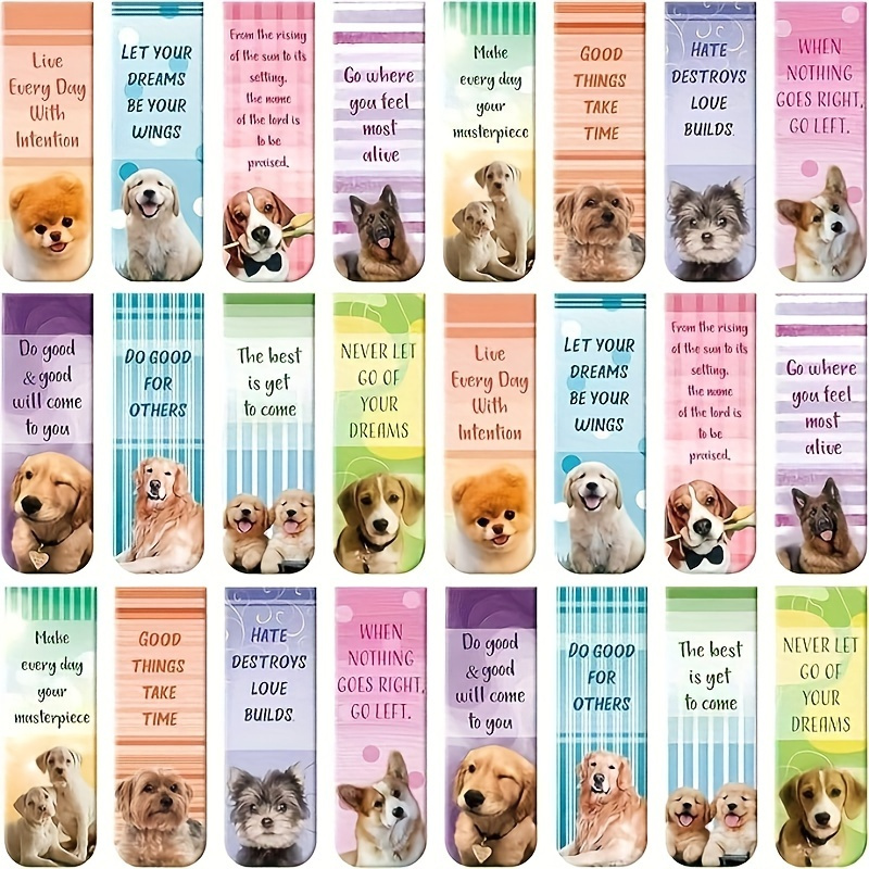 

24 Pieces Magnetic Bookmarks For Cute Dogs Magnetic Bookmark Assorted Book Magnets Page Markers Clip Magnetic Bookmarks For Books Teacher