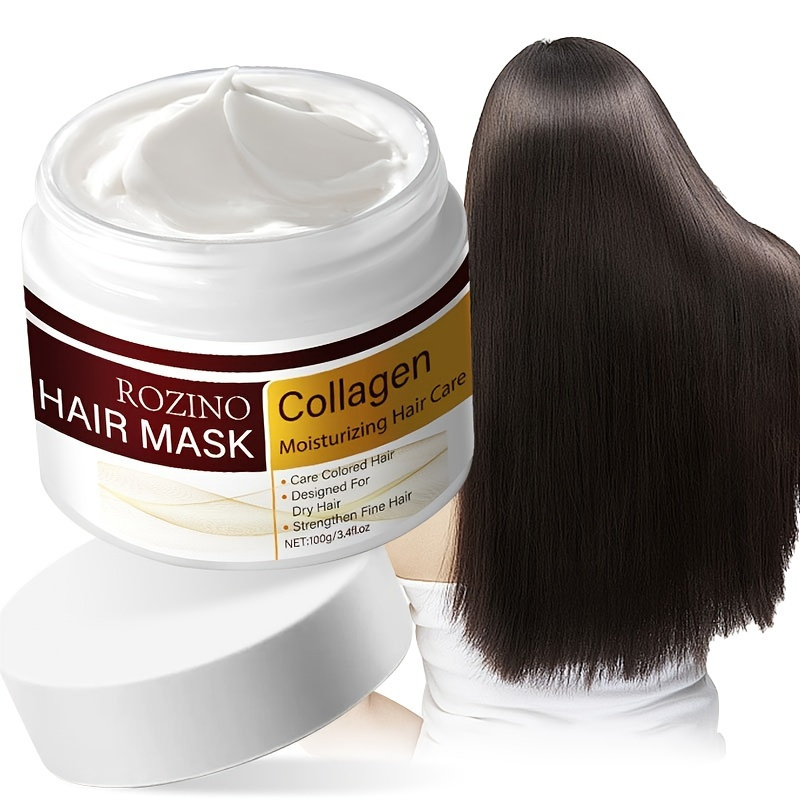 

100g Collagen Hair Mask, Moisturizing Care For Dry Frizzy Hair, Long-lasting Fragrance And Silky Smooth Finish, Infused With Rosemary Oil, Mint, And Macadamia Nut Seed Oil