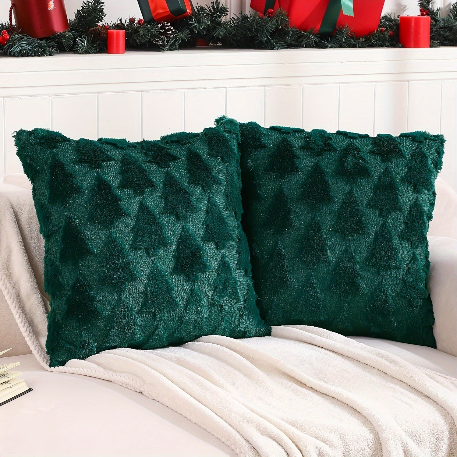 

Christmas Tree Pillow Covers, 18 × 18 Inch Plush Covers, Home Sofa Decorations, Bedroom Home Decoration Pillow Covers