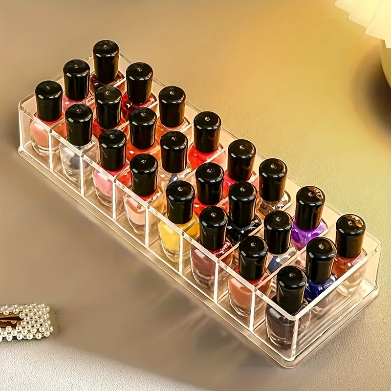 

1pc Multi-grid Makeup Storage Box, Transparent Cosmetic Lipstick Display Holder, Nail Polish Lip Gloss Lipstick Storage Box, Vanity Makeup Storage Organizer